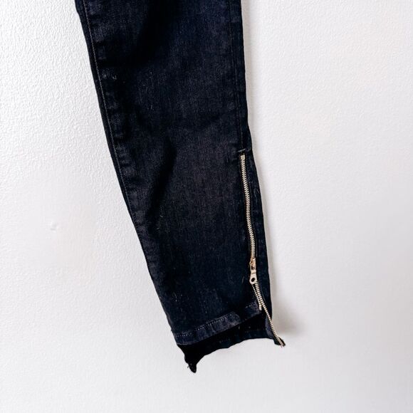 Frame Le Skinny De Jeanne Black Zipper Ankle Detail Size 26 - Picture 3 of 8